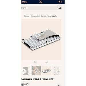 Carbon Fiber Wallet By W+W Slim Wallet & RFID Blocking W/ Clip And Opens Up 180°